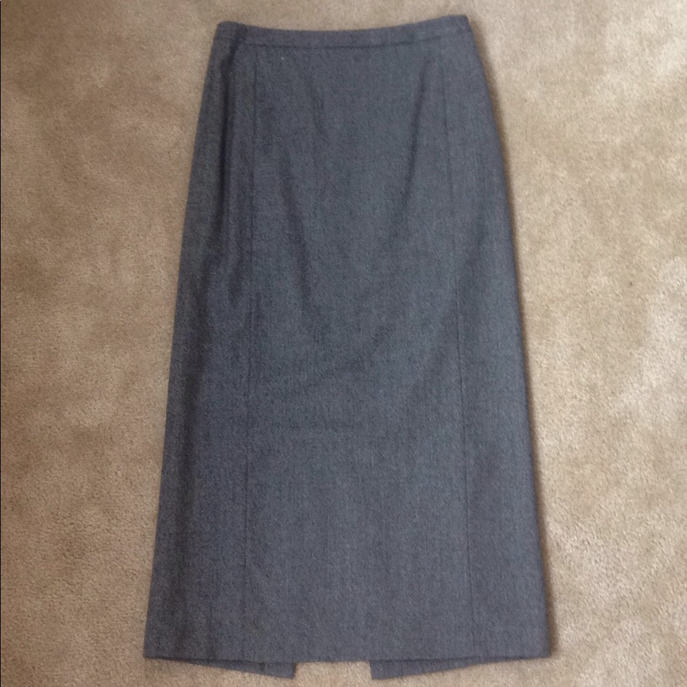 EUC J.CREW Long Straight Wool Skirt, Gray Heather